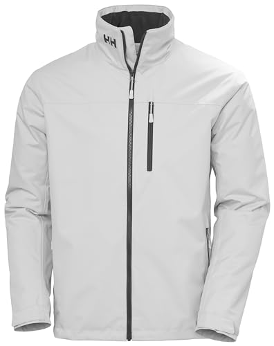 Detalle de Helly Hansen Crew 2, chaqueta de capa intermedia para hombre, gris niebla