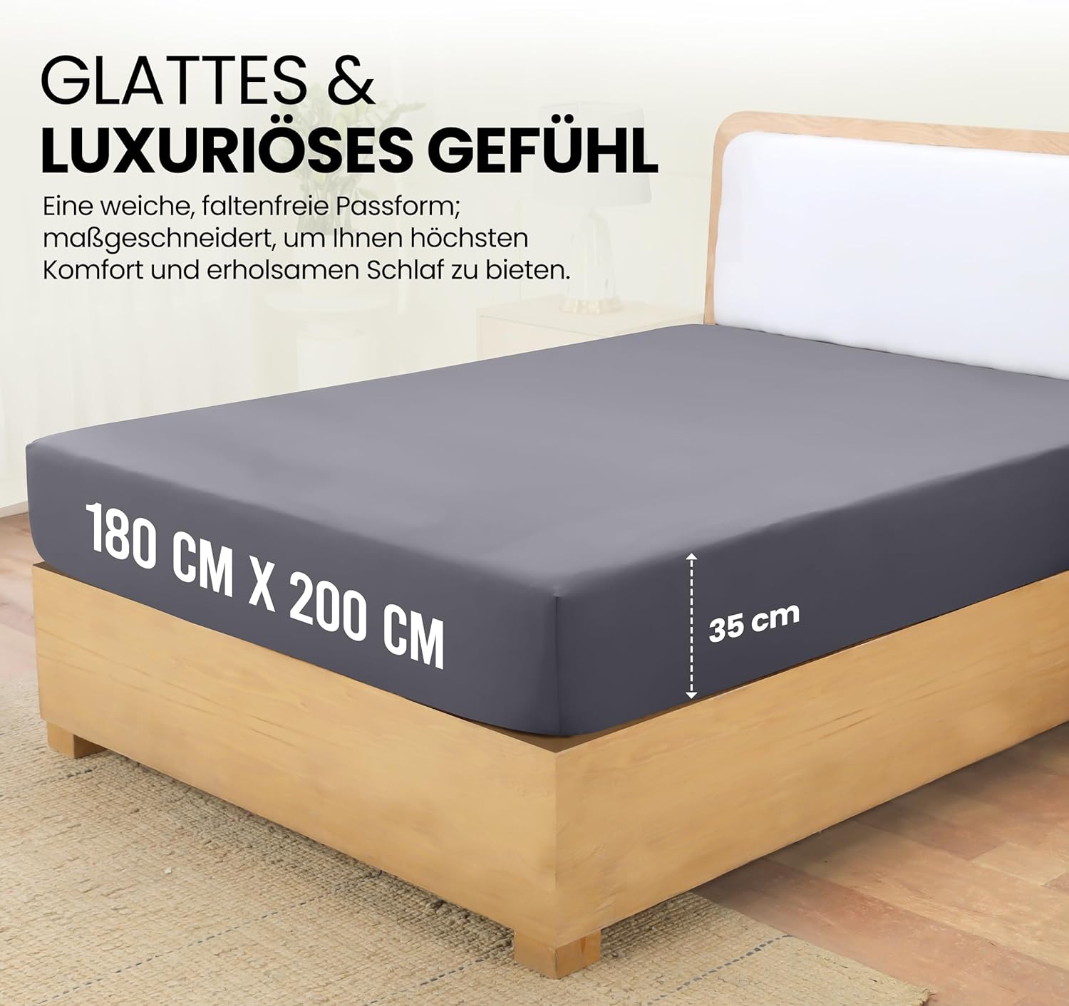 Detalle 2 de Utopia Bedding Spannbettlaken 180×200 cm, Tiefentasche 35 cm