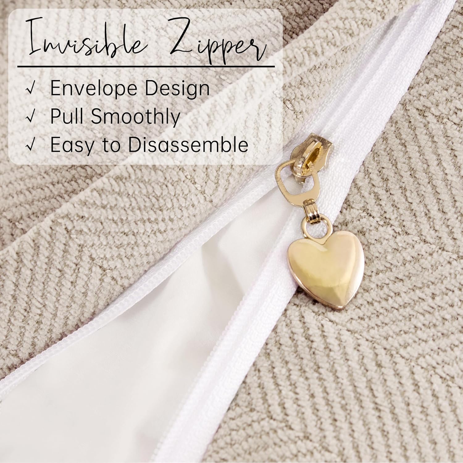 Thumbnail 2 de ZWJD Beige Chenille Pillow Covers 24x24 (Set of 2) – Luxurious 60x60 cm Decorative Covers