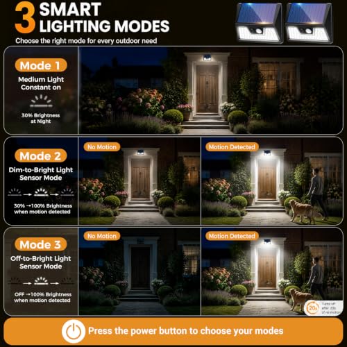Detalle de vighep Solar Lights Outdoor Garden 6 Pack: Weatherproof, Motion-Sensor Security Lights