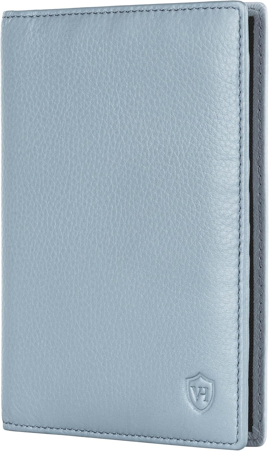VON HEESEN Reisepasshülle Leder Etui mit RFID-Schutz – Passhülle und Organizer aus Nappaleder (Hellblau)