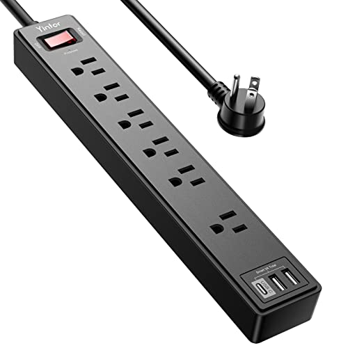 Detalle de Yintar 6Ft Surge Protector Power Strip with 6 Outlets & 3 USB Ports (Black)