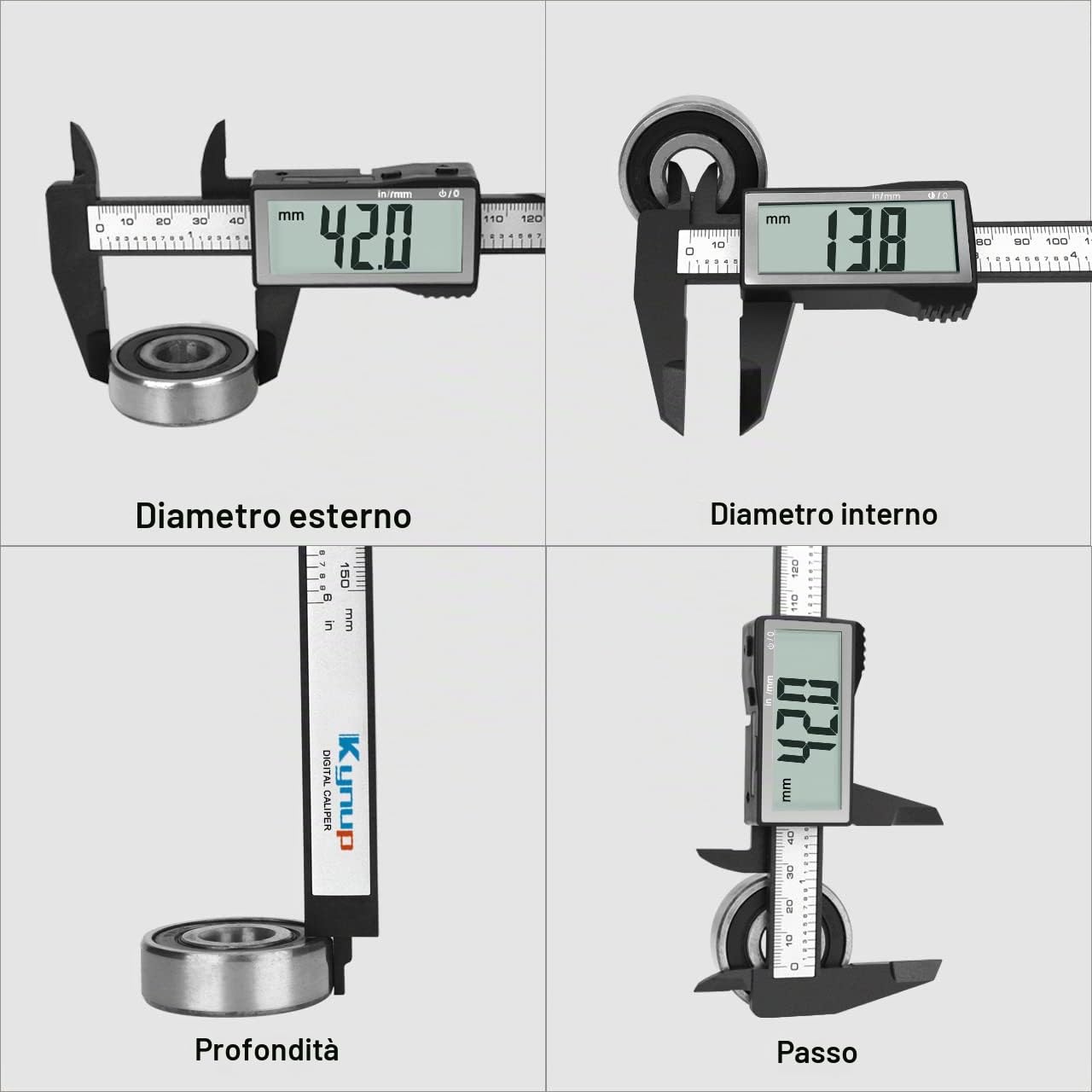 Thumbnail 3 de Kynup calibro digitale con grande display LCD da 150 mm (conversione pollice/millimetro) Vernier digitale