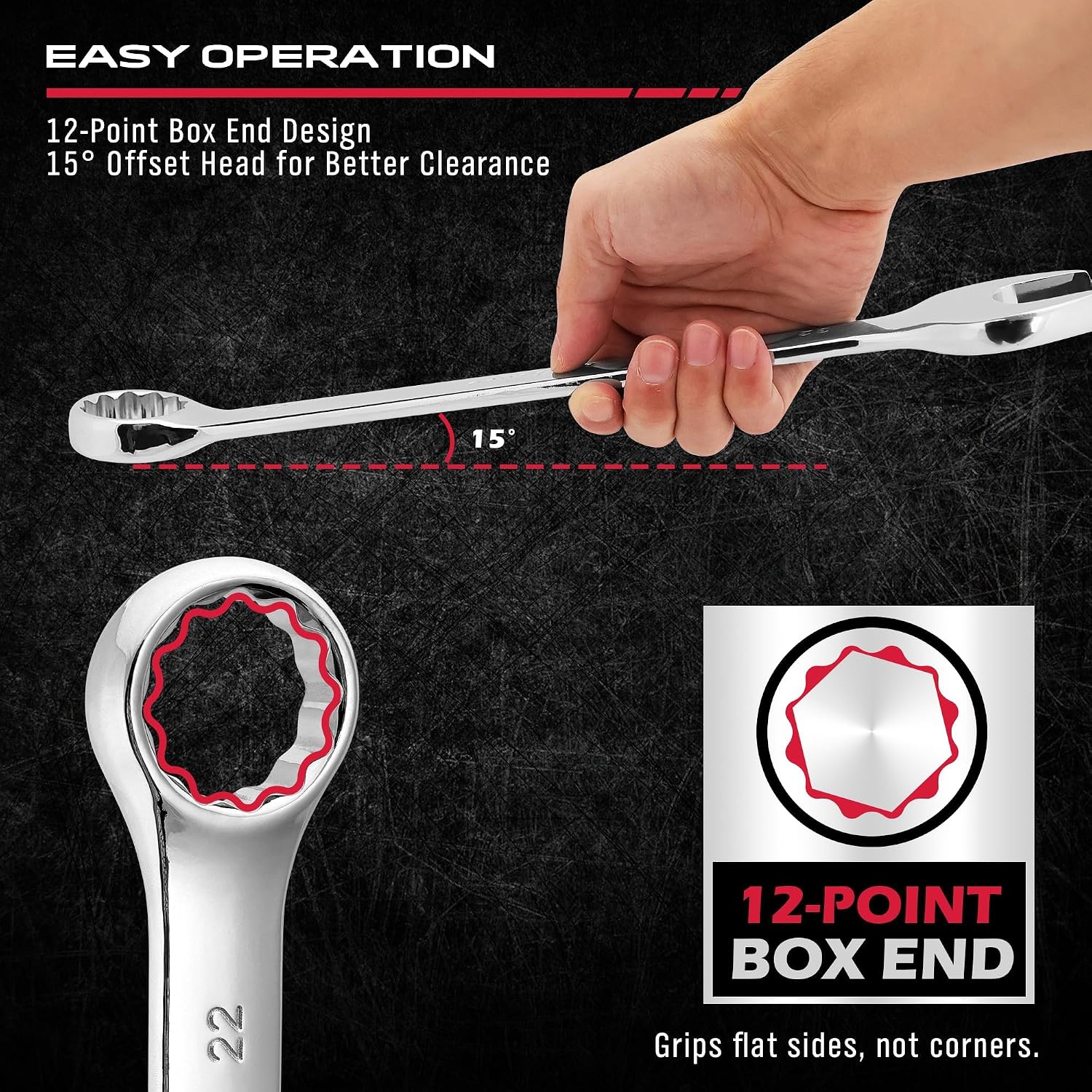 Thumbnail 5 de SEDY 81061 30-Piece Combination Wrench Set, SAE and Metric, 12-Point