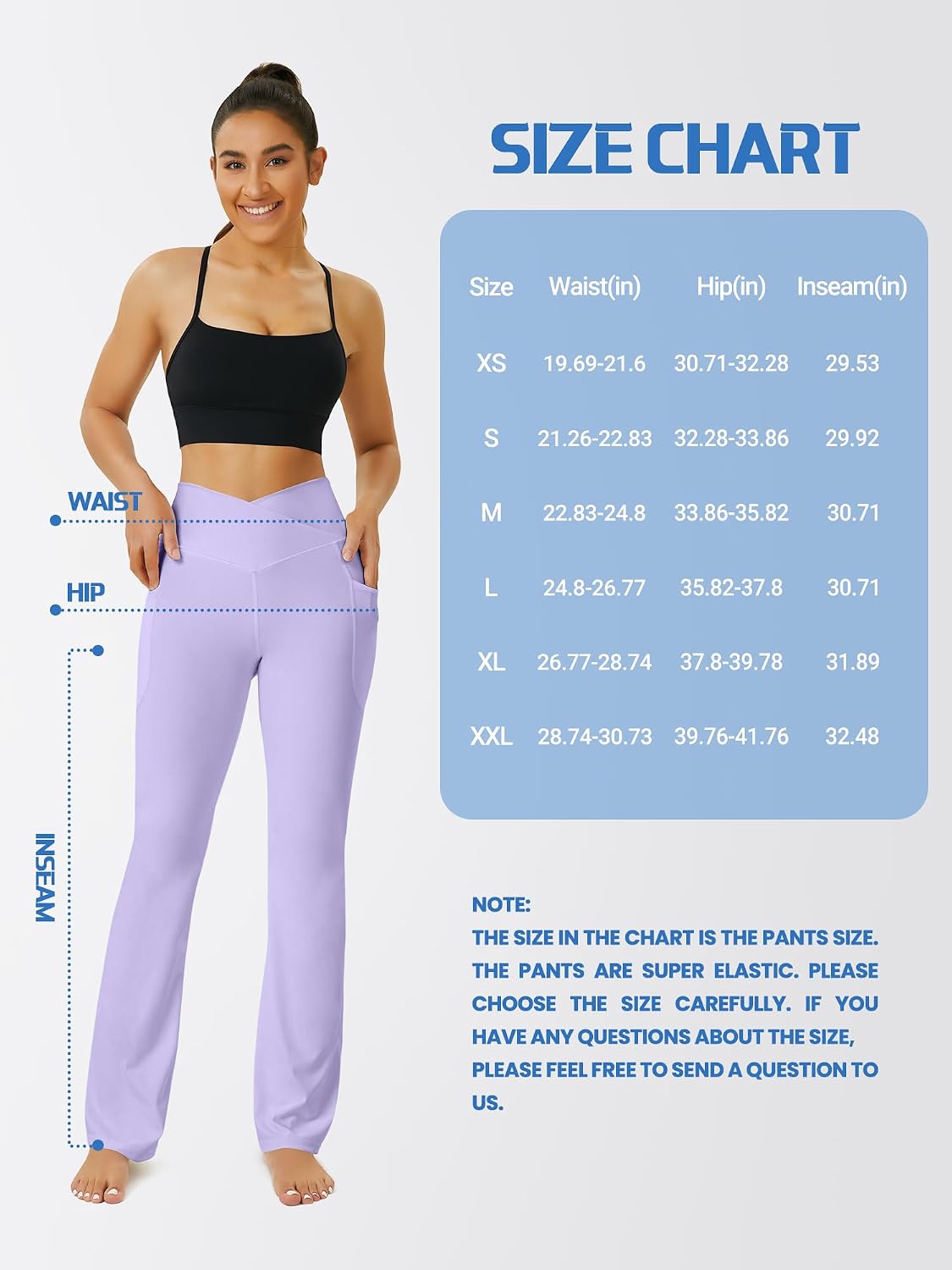 Thumbnail 4 de FOHOFO Crossover Flare Yoga Pants with Pockets, High-Waisted Bootcut Leggings