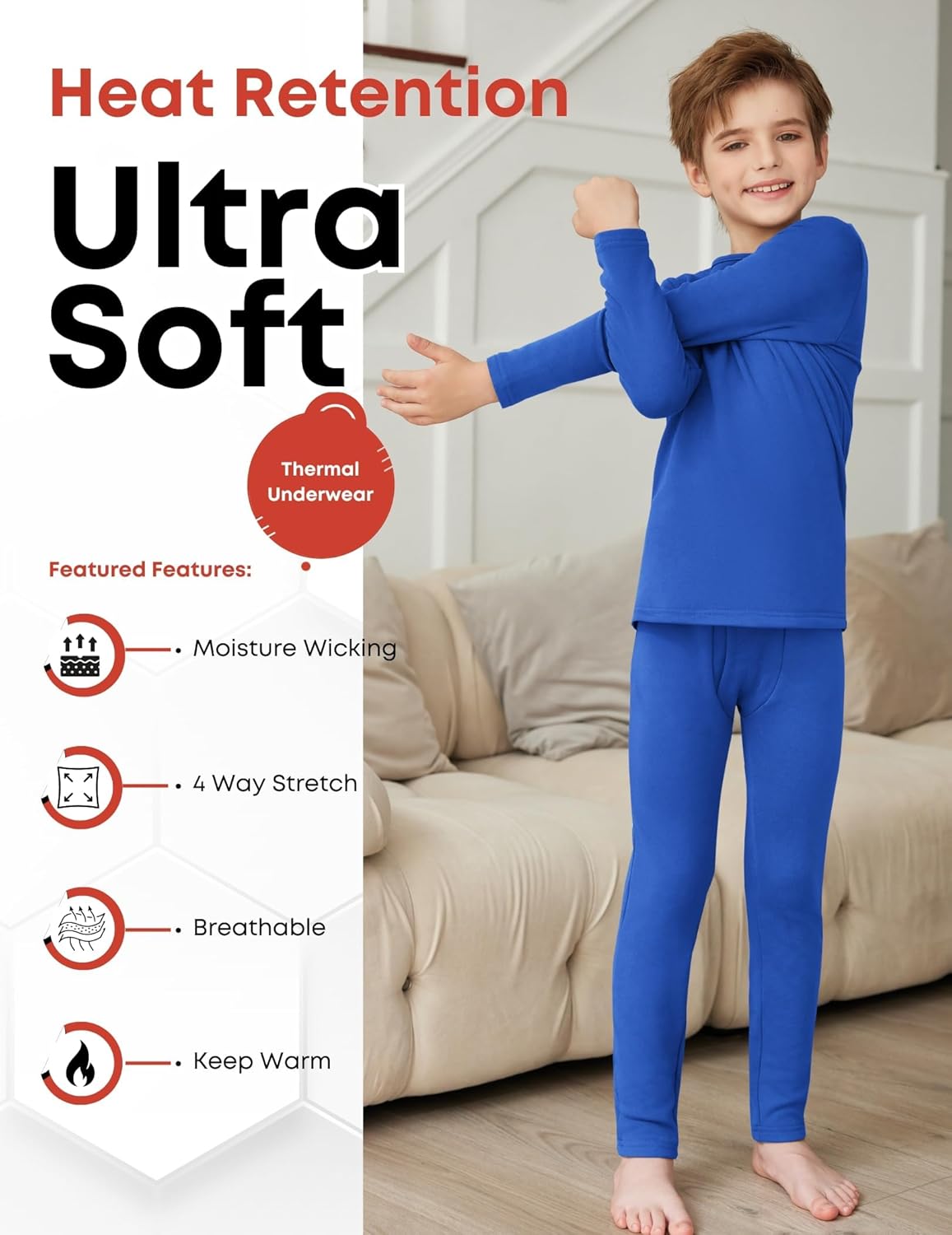 Thumbnail 3 de Arshiner Ensemble de sous-vêtements Thermiques enfants (5-12 ans) – idéal ski et football