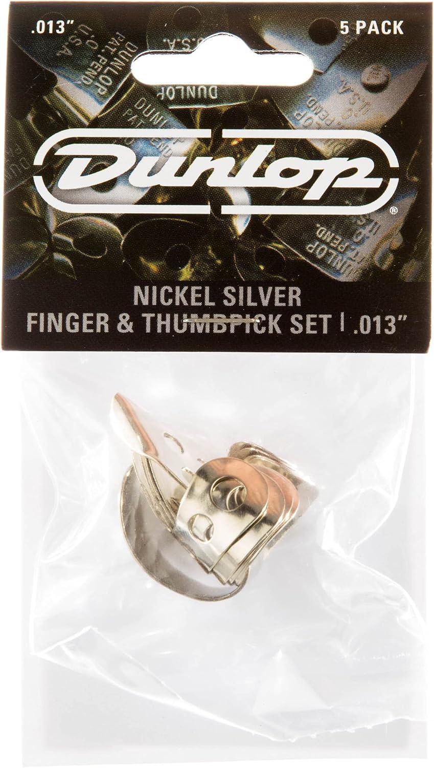 Detalle de Jim Dunlop 33P.013 – niklowo-srebrny zestaw kostek do gry na palce i kciuk