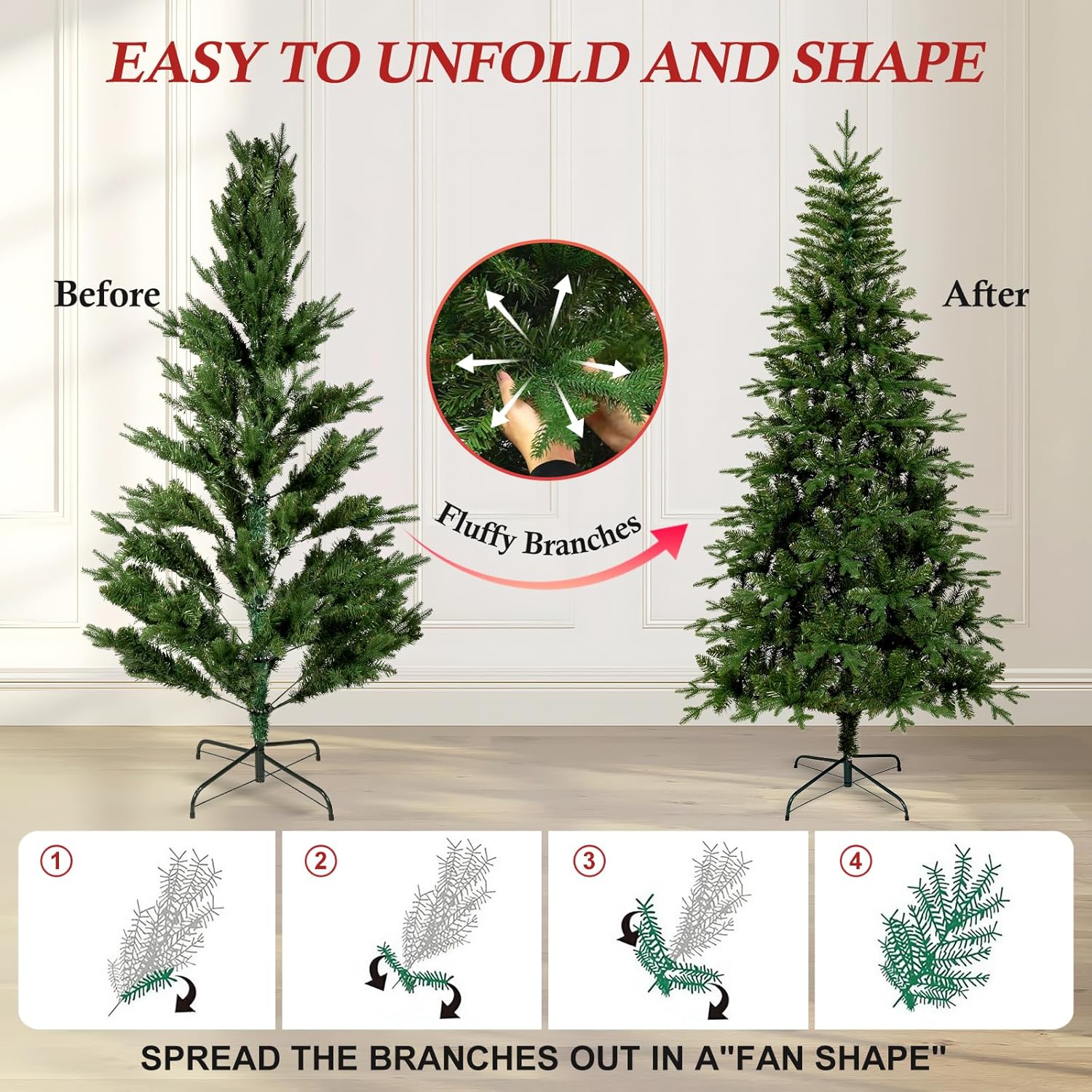 Detalle de Sapin de Noël artificiel Uten 180 cm réaliste PE/PVC, 628 branches, base métal