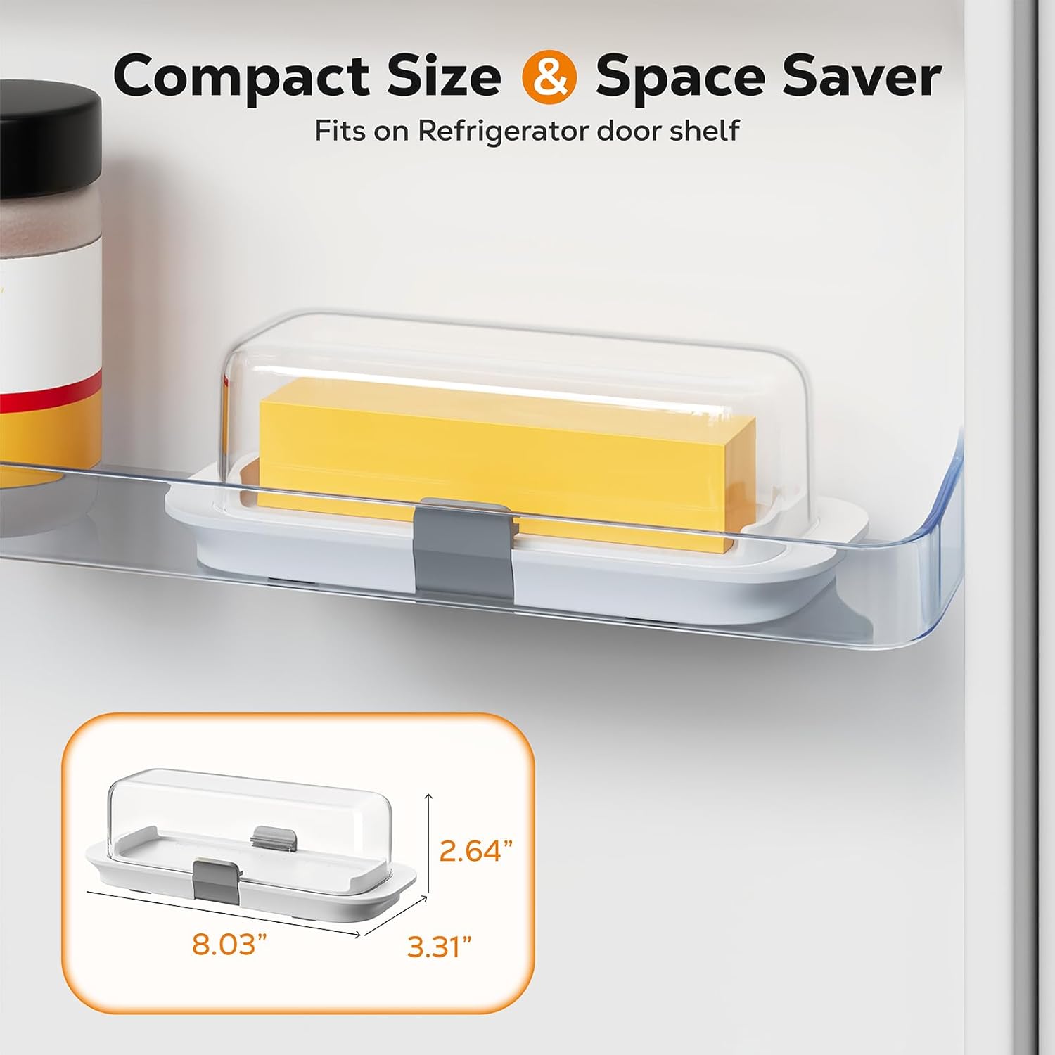 Detalle de Pisol Butter Dish with Lid (Countertop & Refrigerator Door Shelf) — Airtight Butter Keeper, BPA-Free