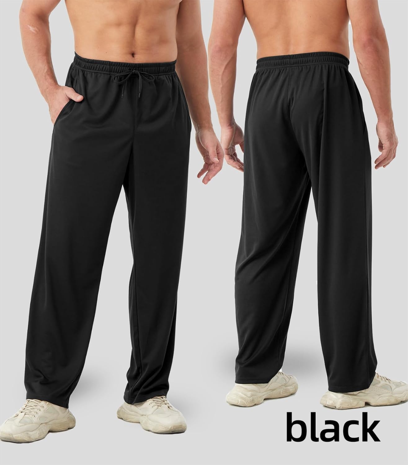 Detalle de DWUGD'L Men's Lightweight Sweatpants, 3-Pack with Pockets and Open Bottom