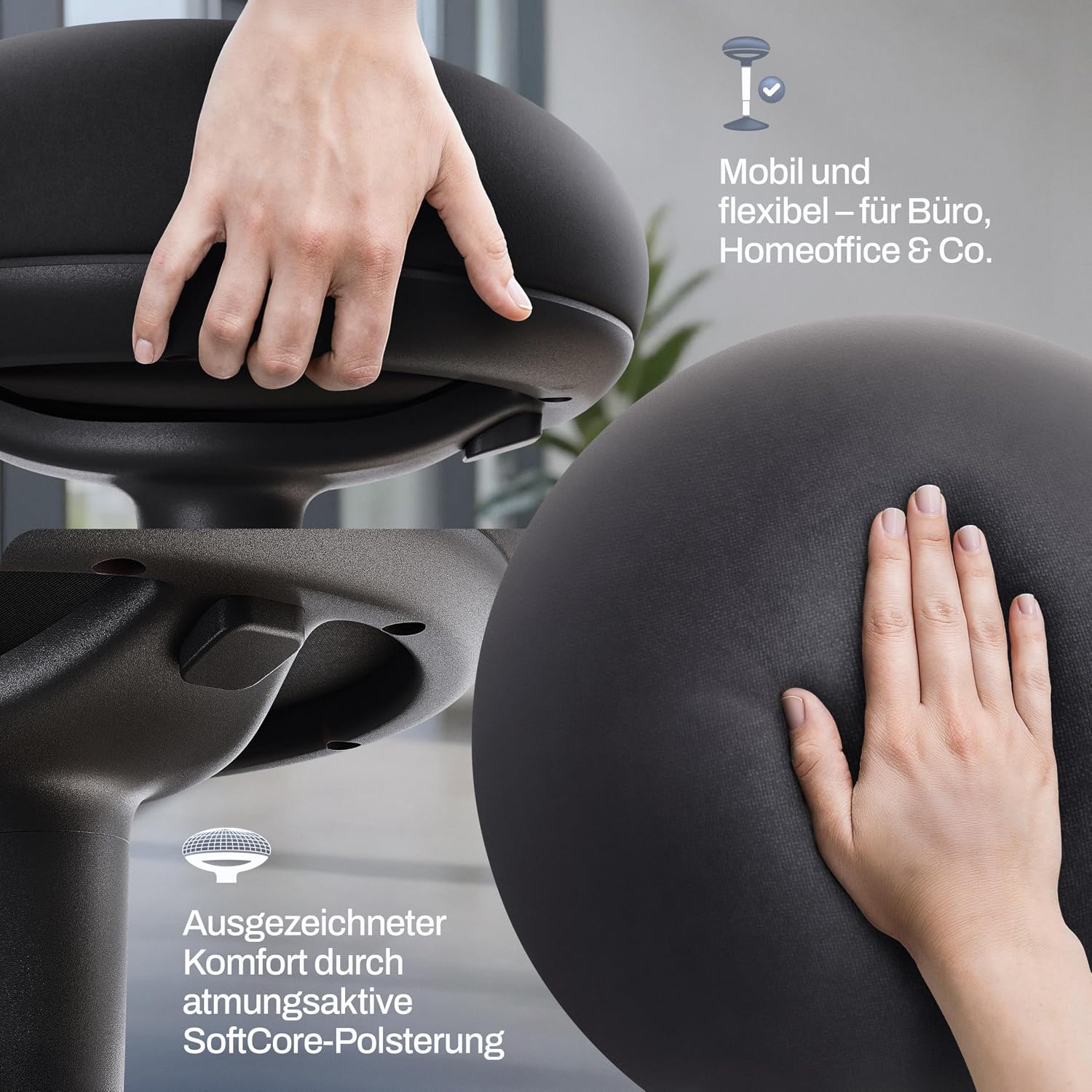 Thumbnail 4 de Wohnperle Bürohocker ergonomisch 2in1 höhenverstellbar