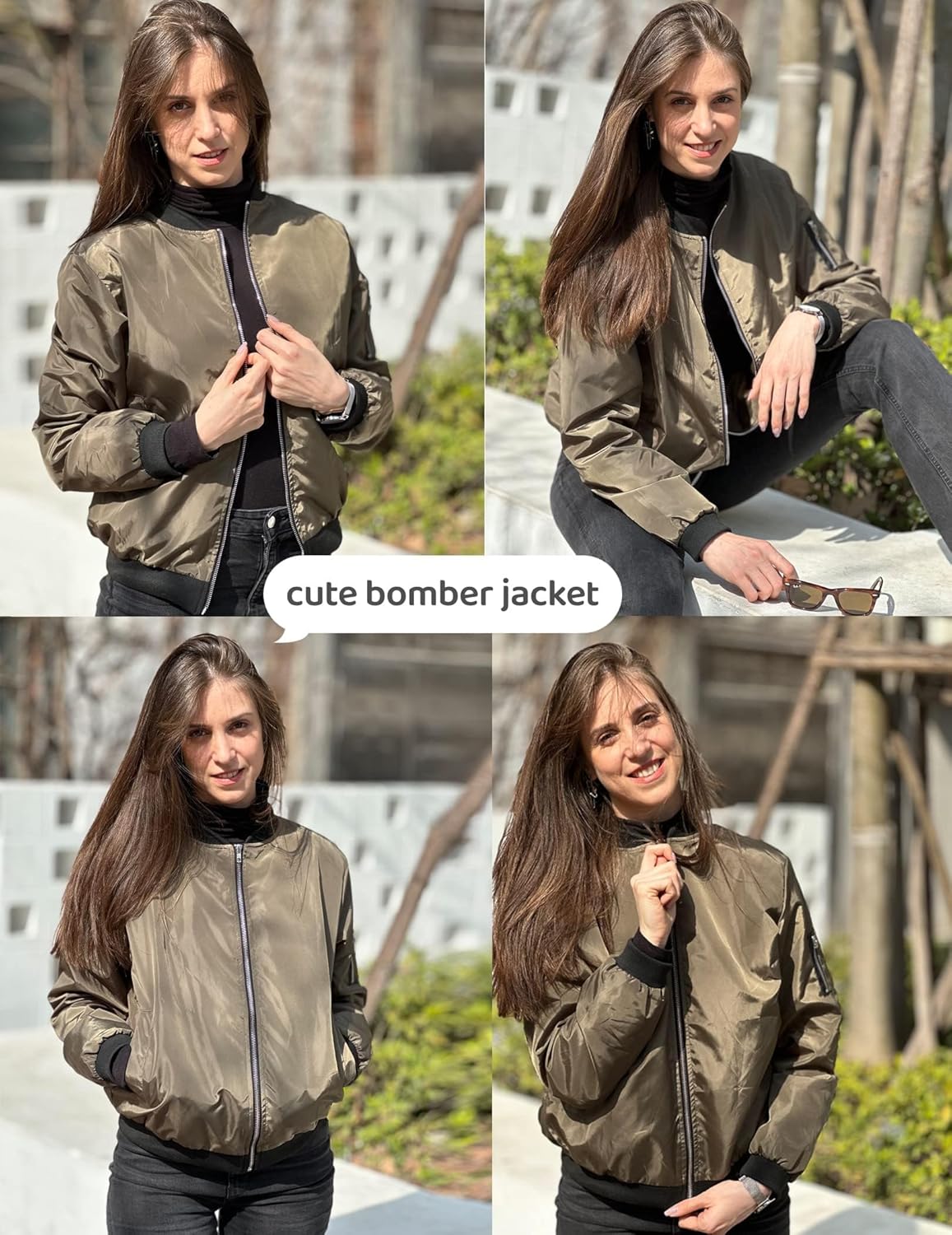 Thumbnail 3 de Zeagoo Bomberjacke Damen: Kurze Blouson Jacke – leichte Pilotenjacke im Freizeitlook