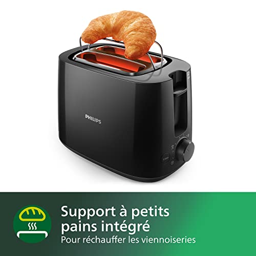 Detalle 2 de PHILIPS Grille-pain Daily, 2 fentes larges, 8 réglages, 830W, Noir