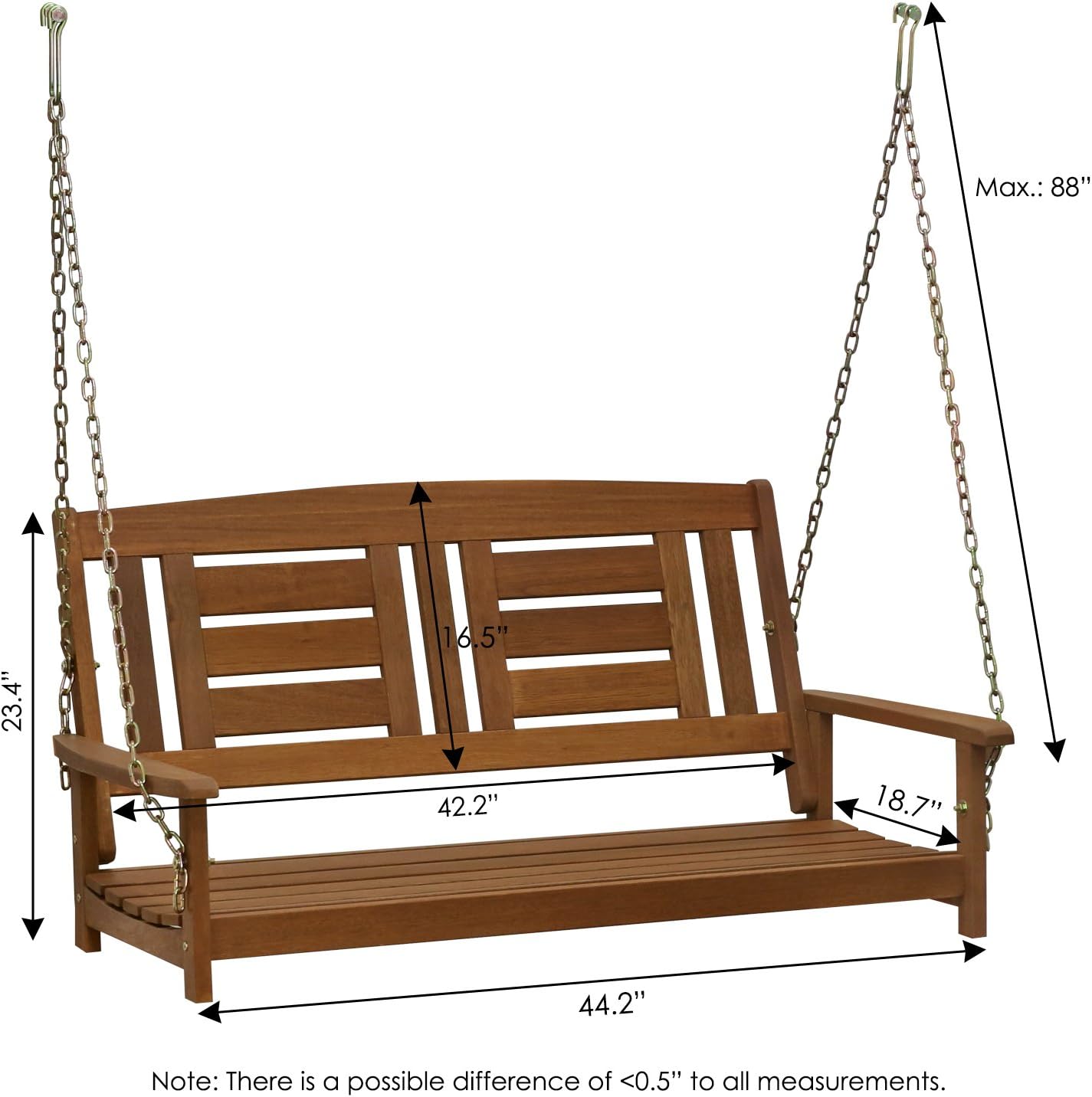 Thumbnail 3 de Furinno TIOMAN outdoor hanging wooden swing in Natural Meranti with metal chains