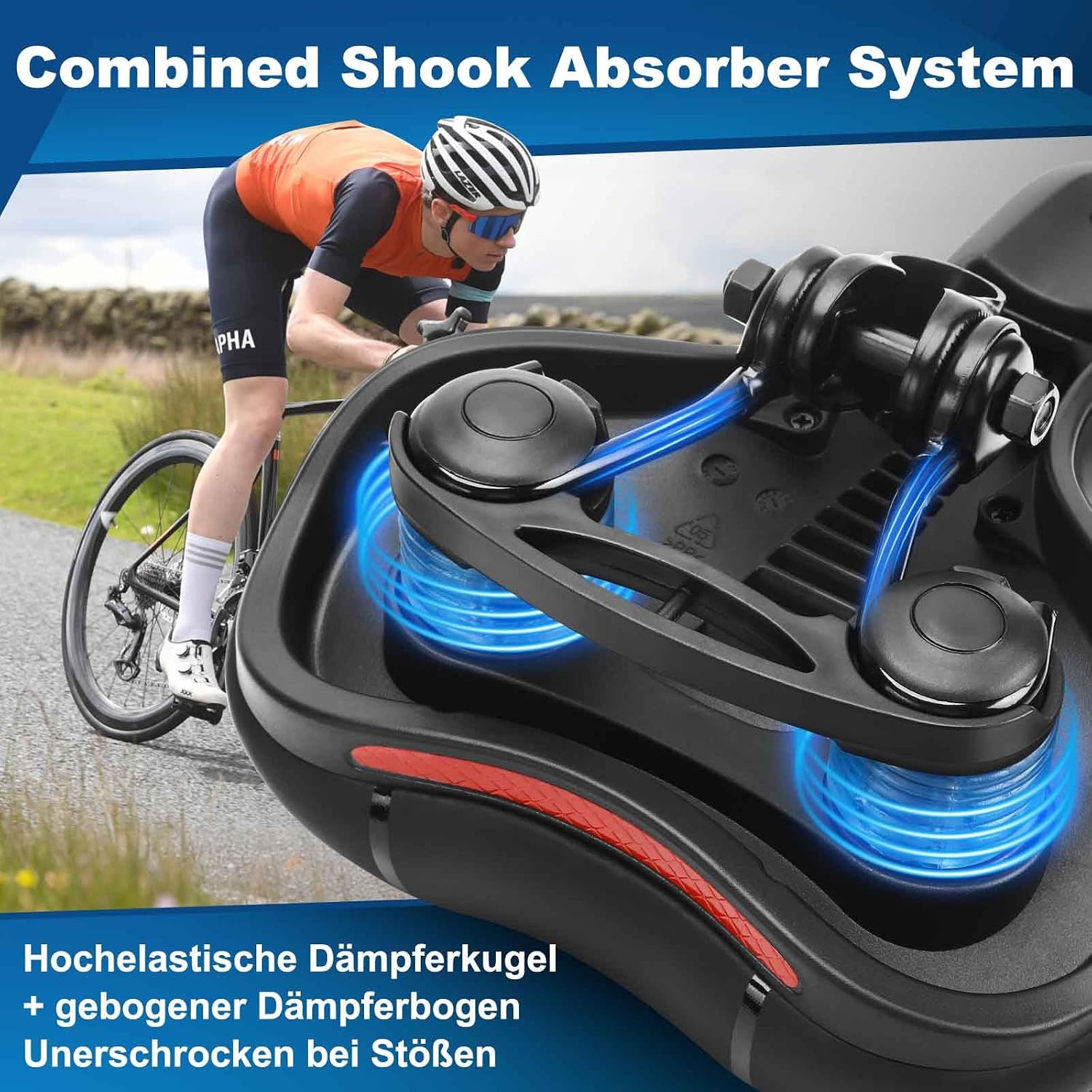 Detalle de toptrek Fahrradsattel für Damen & Herren – bequemer, ergonomischer Gel-Sattel mit Stoßdämpfung
