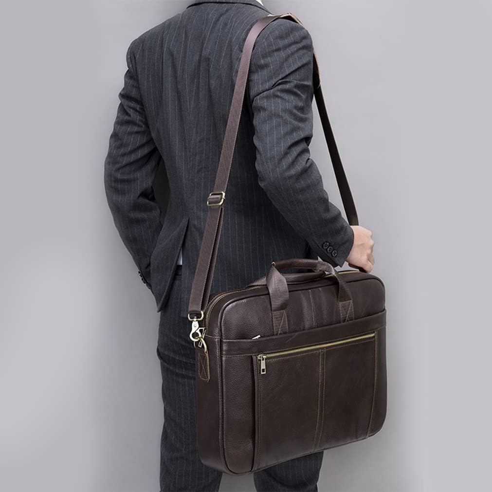 Thumbnail 1 de SPAHER Borsa Porta PC 15,6" in vera pelle da 24 ore, ventiquattrore uomo con tracolla e scomparto imbottito