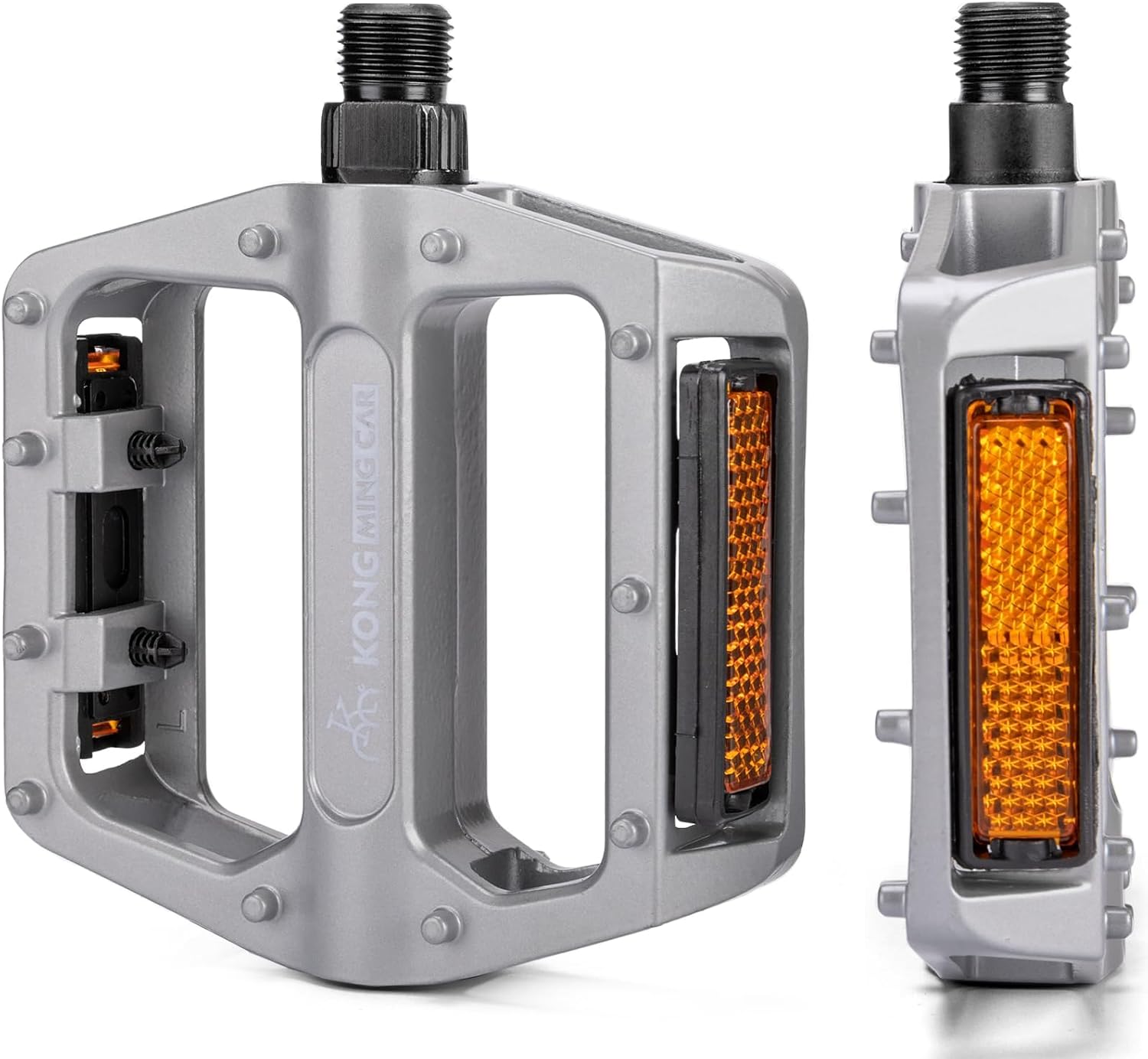 Thumbnail 6 de KONG MING CAR 9/16 inch non-slip aluminium bicycle pedals with reflectors (9/16 bearing platform)