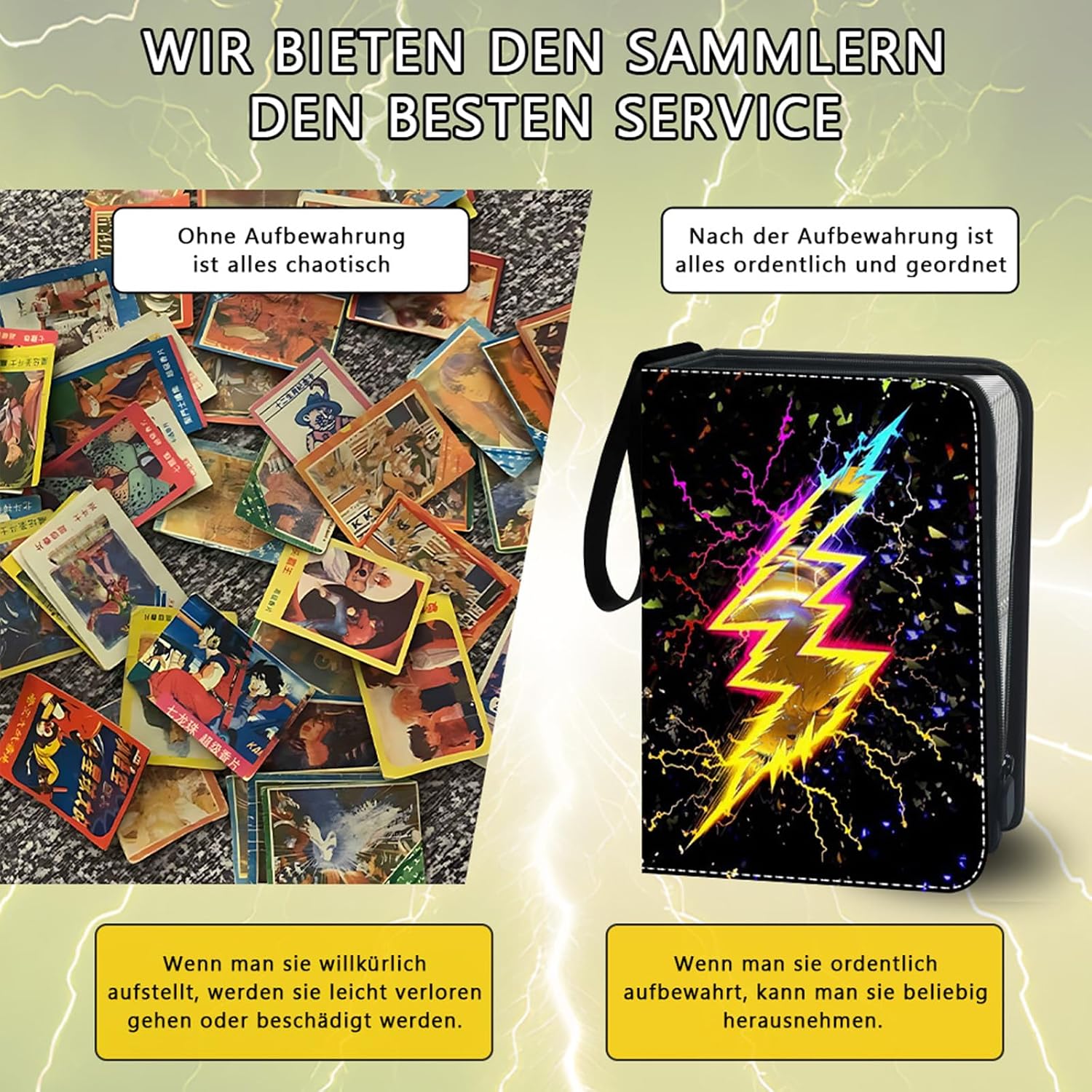 Thumbnail 4 de Sammelalbum für Karten mit 440 Sammelkarten & 4-Pocket-Hefteinlagen – wasserdichtes PU-Leder mit Griff