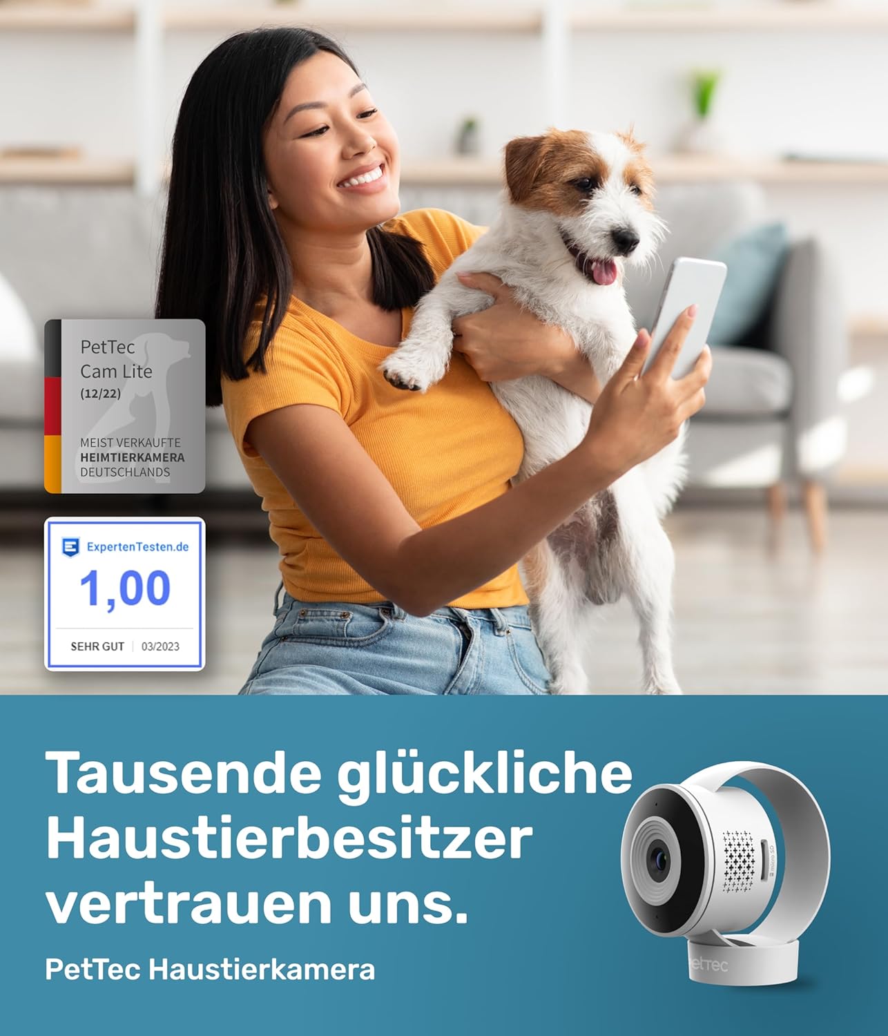 Thumbnail 6 de PetTec® Cam Lite (3MP) WLAN Haustierkamera für Hund & Katze mit Nachtsicht, Bewegung- und Geräuscherkennung