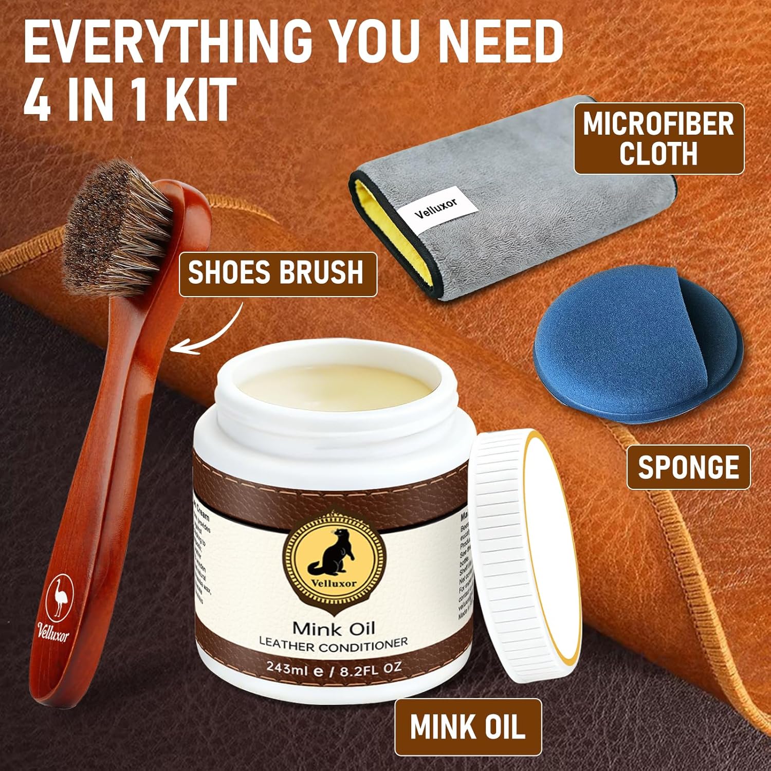Thumbnail 6 de Velluxor 4-in-1 Natural Mink Oil Leather Cleaner and Conditioner (240g)