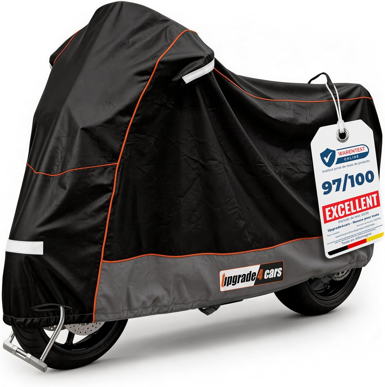 Upgrade4cars Housse Moto Extérieur 210D imperméable avec fermeture à cadenas (taille XL 275×105×125 cm)