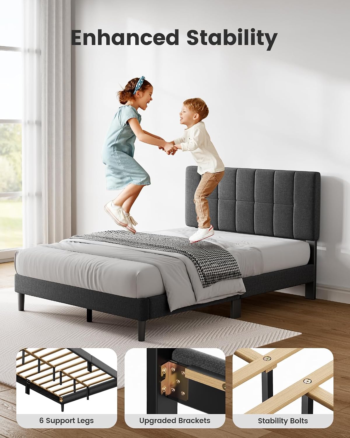 Detalle de Amada Queen Bed Frame, 1,300-Pound Capacity