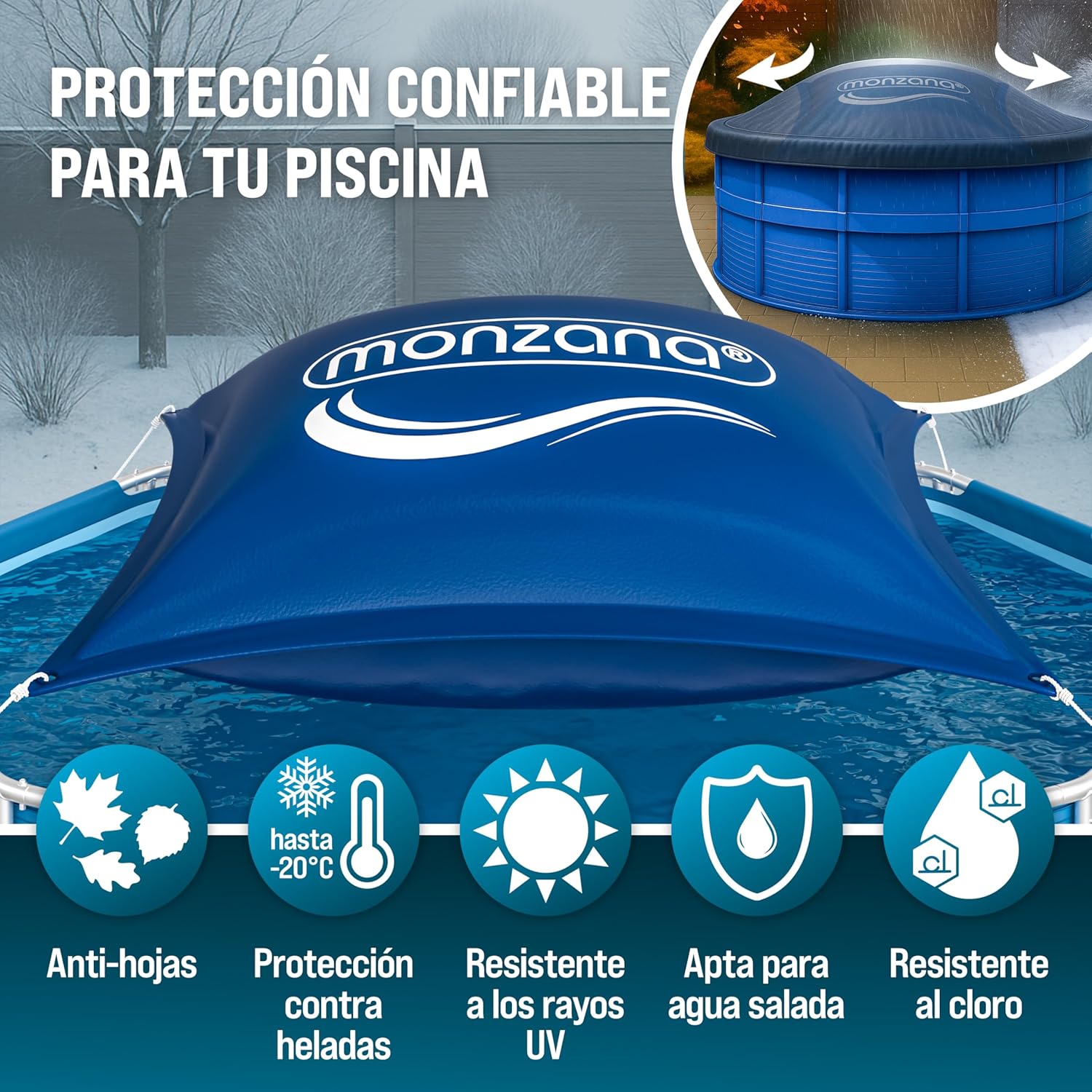 Detalle 2 de Monzana Cojín Piscina Invierno XL 120x120cm