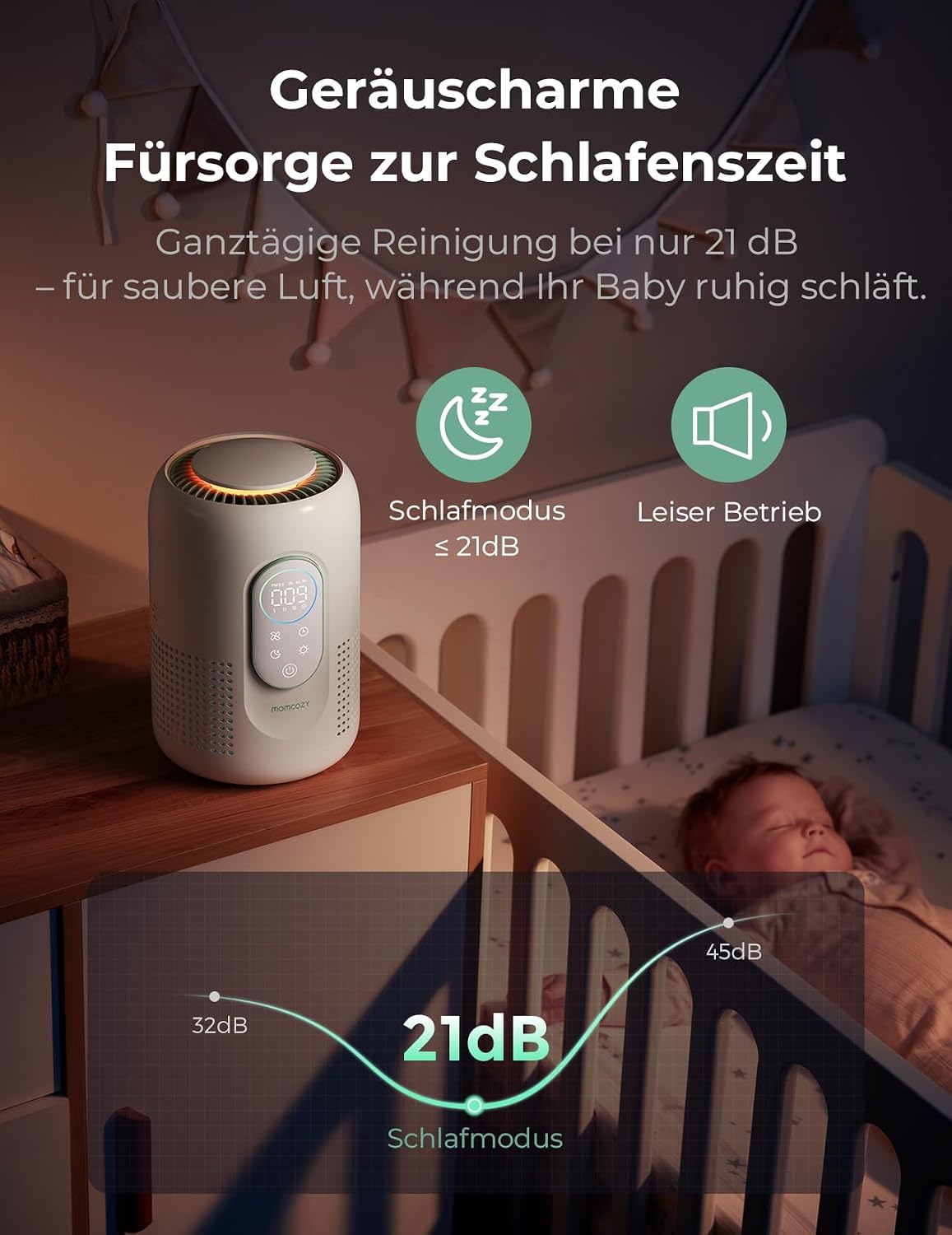 Thumbnail 4 de Momcozy Luftreiniger Kinderzimmer mit H13 HEPA