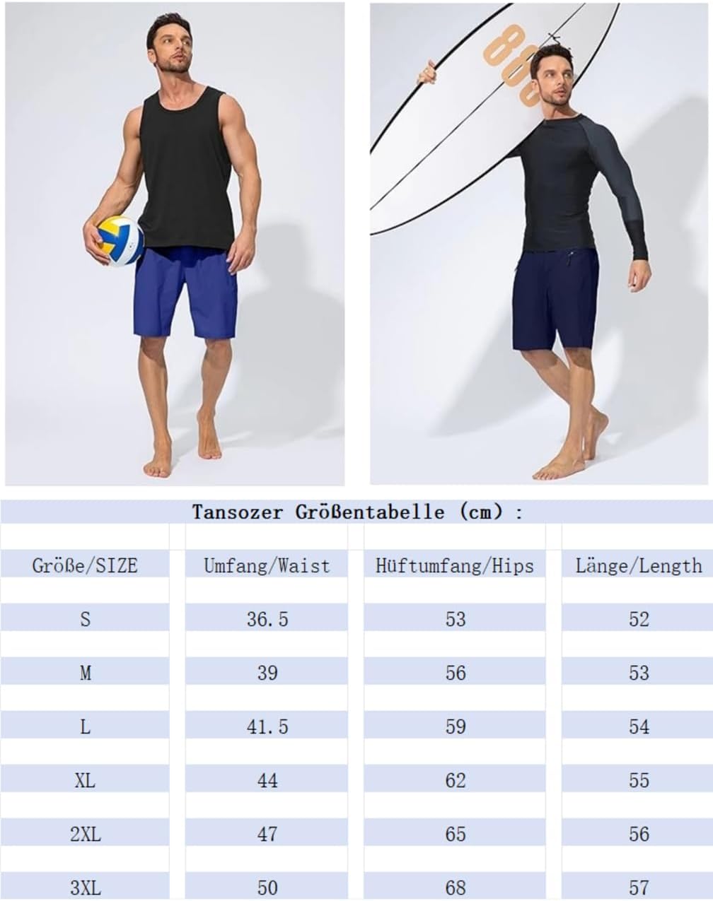 Thumbnail 5 de Tansozer Men's Quick-Dry Swim Shorts with Liner and Zipper Pockets
