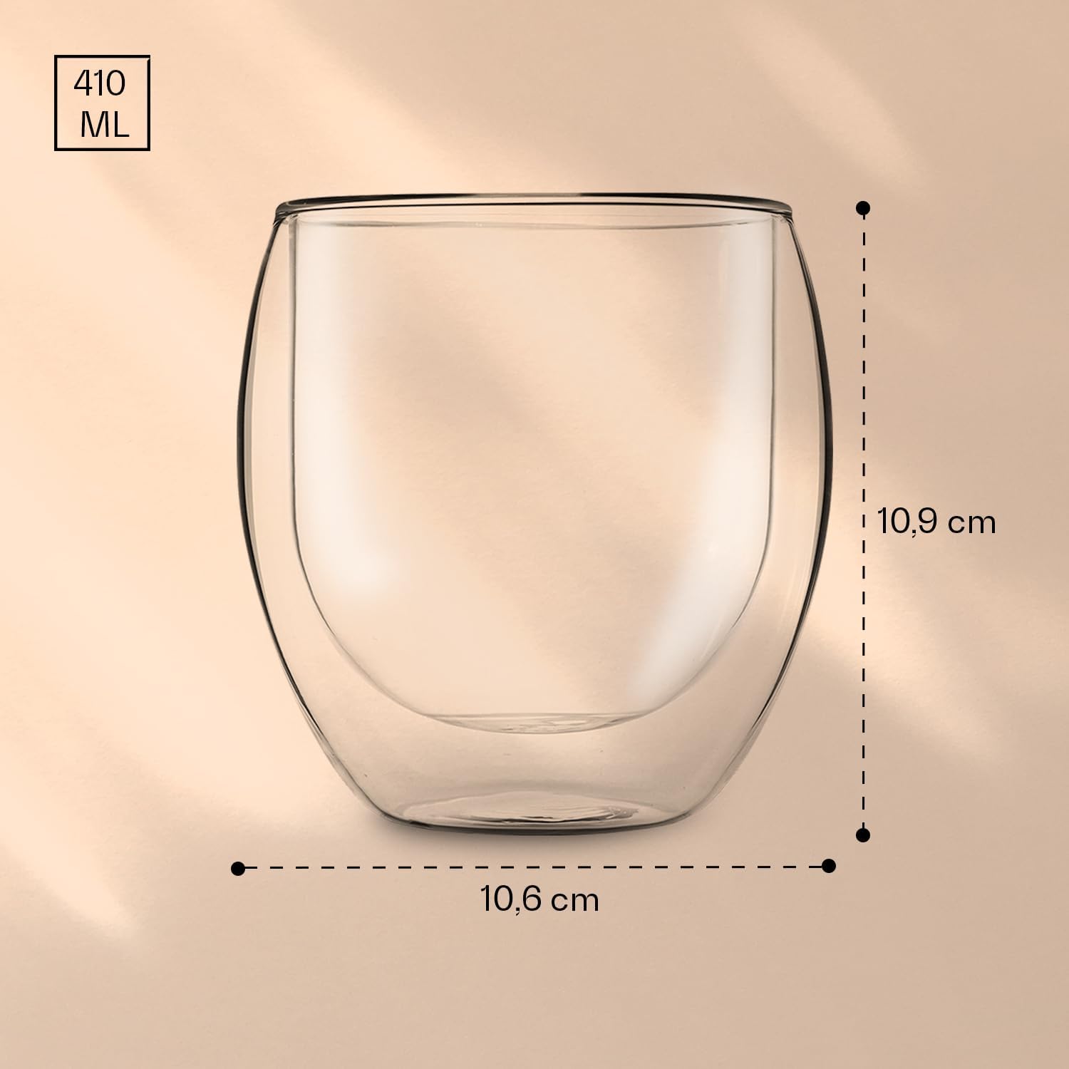 Detalle 2 de Feelino Double-Walled Glass Tea Cup, 410 ml, Dishwasher-Safe with Floating Effect