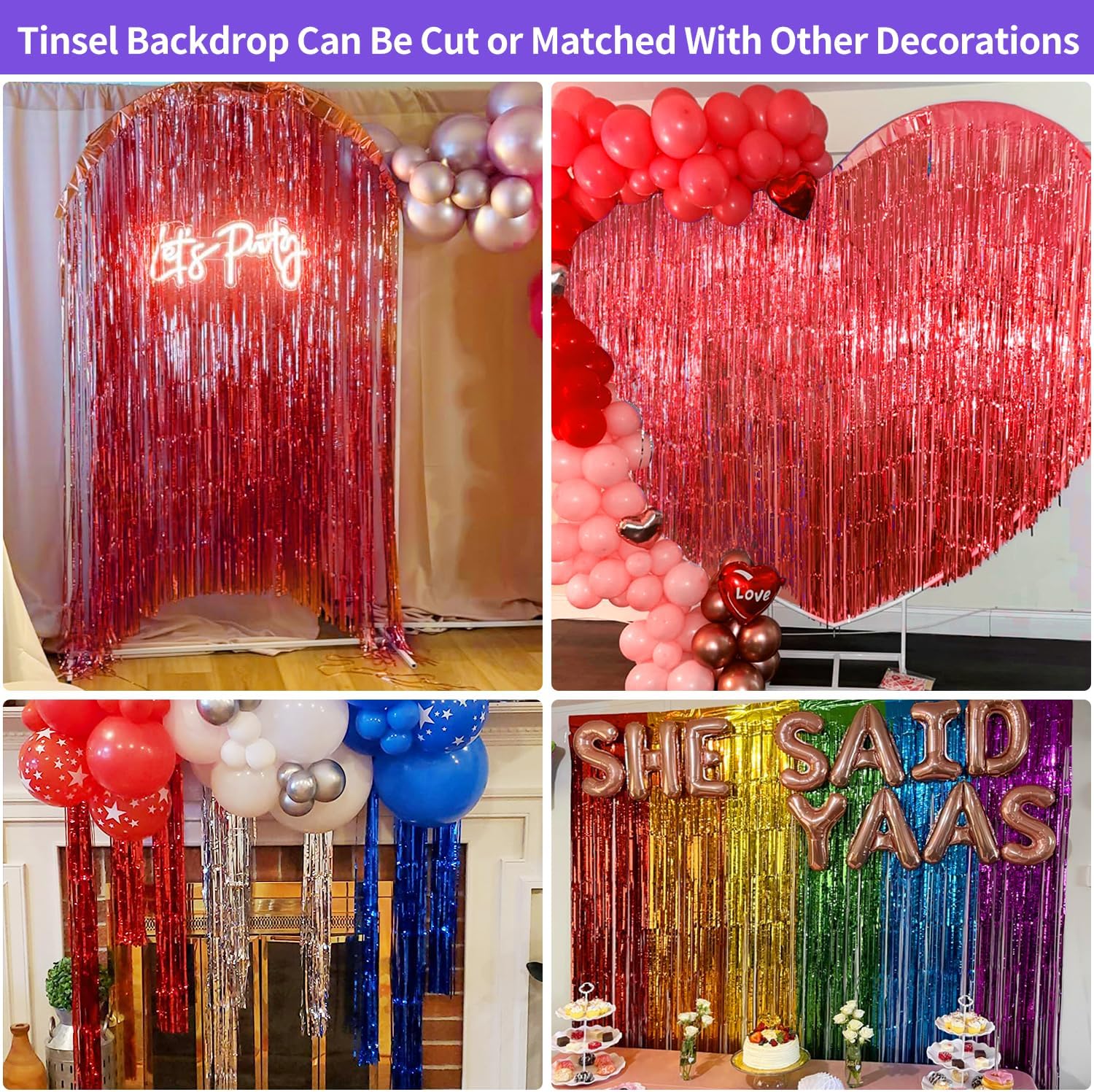 Detalle 1 de JINSUI Red Fringe Backdrop 3.3x8.2ft