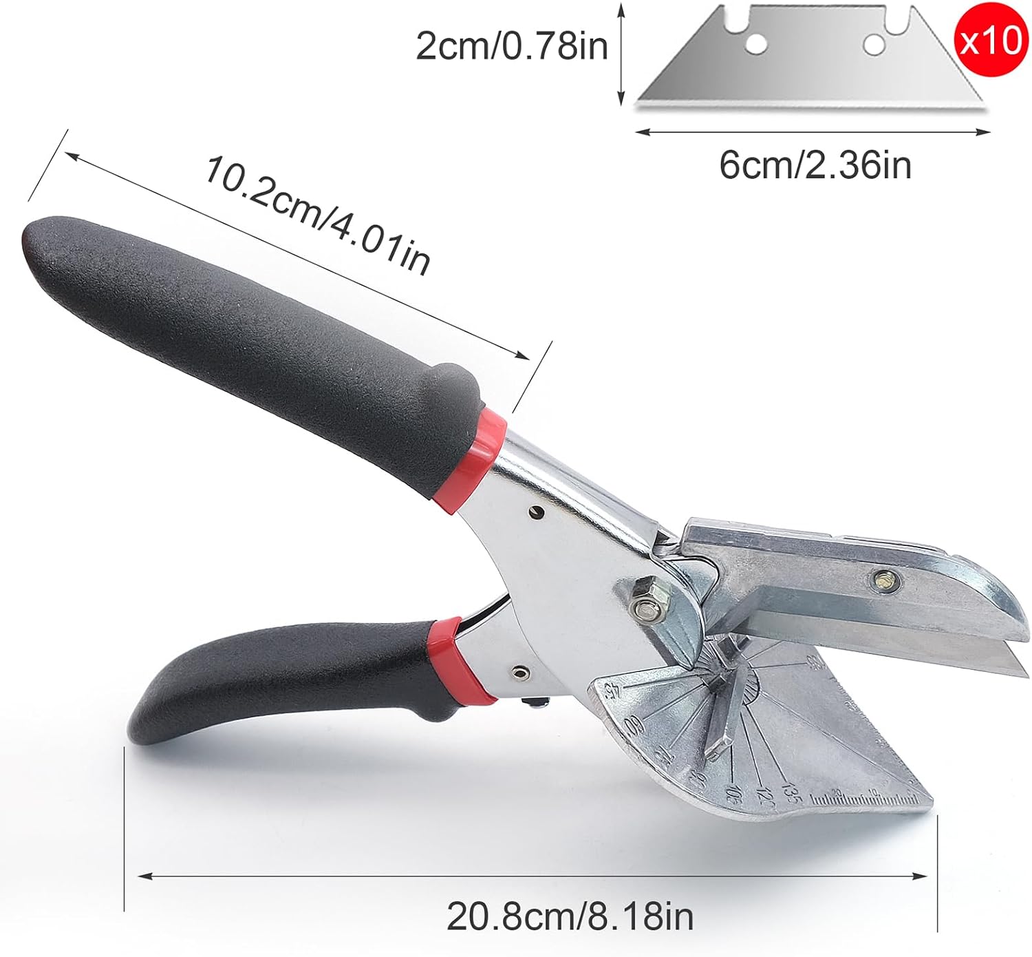 Detalle 2 de Mritrit YH063 Mitre Shears with 10 Replacement Blades, 45°–135° Cuts