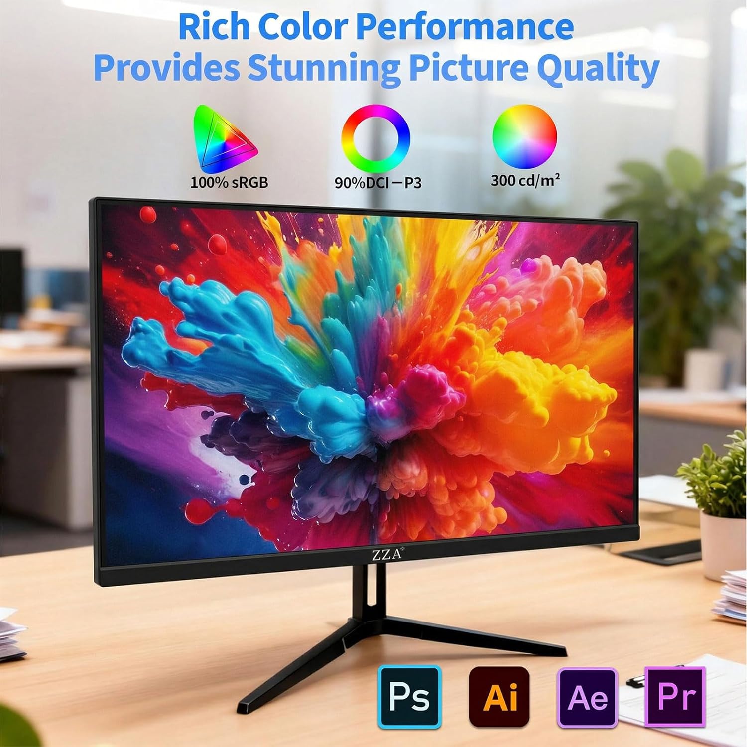 Thumbnail 5 de ZZA 27-Inch 4K Gaming Monitor (UHD 3840×2160, 144Hz) with HDMI 2.1 & DP 1.4