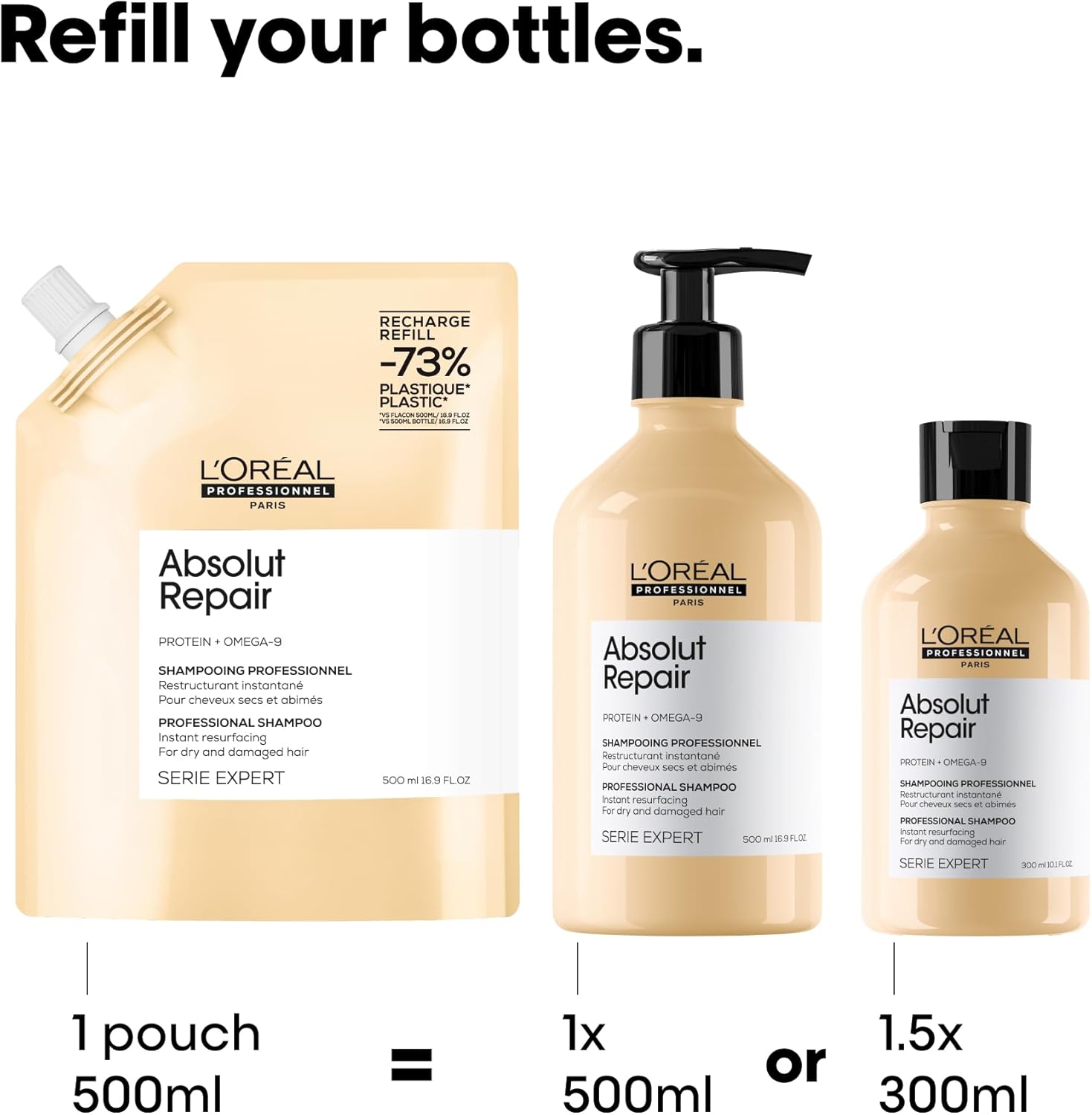 Thumbnail 5 de L’Oréal Professionnel Absolut Repair Refill Shampoo 500ml for Dry Hair