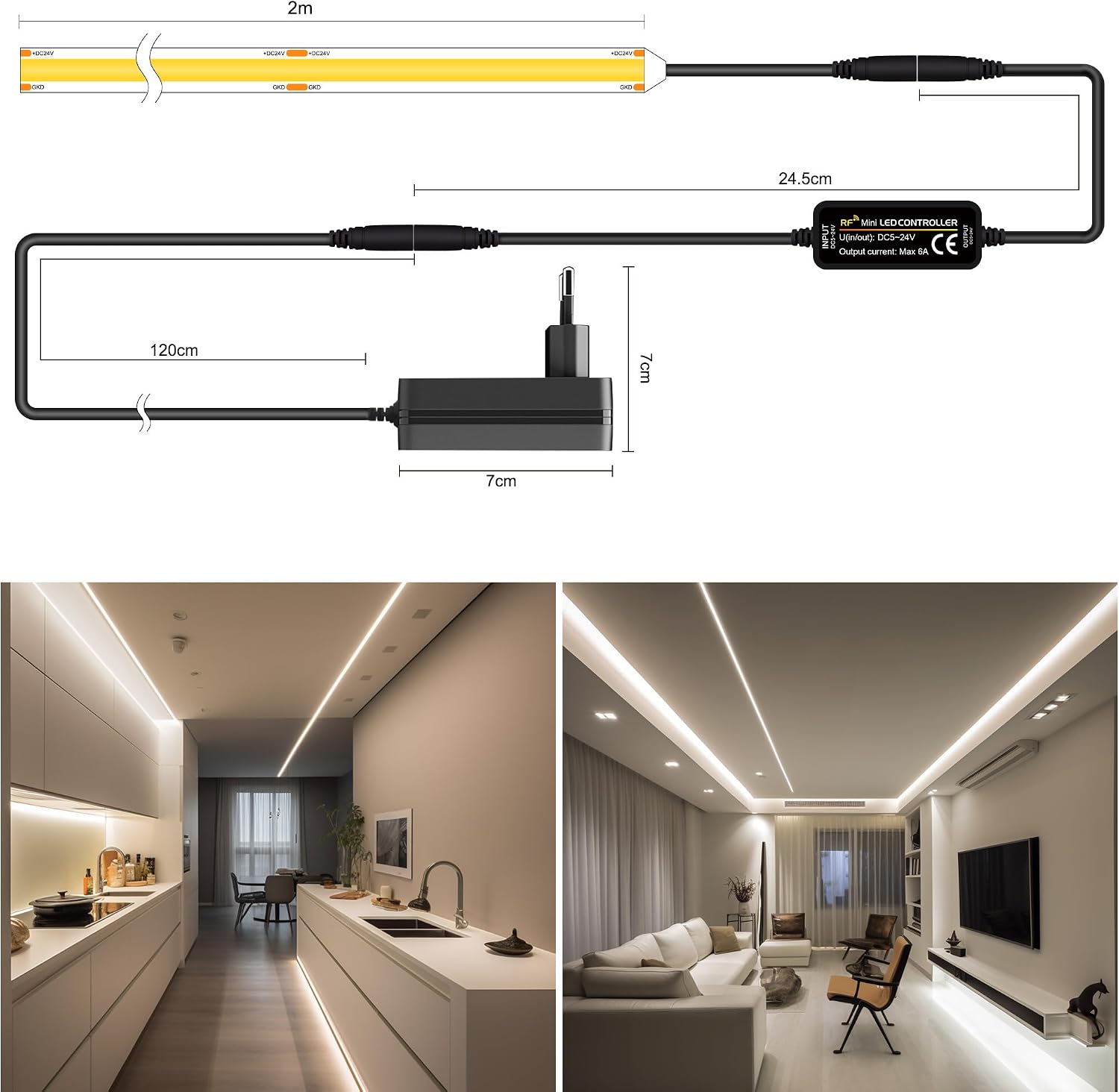 Detalle 2 de TTWAY COB LED Streifen 2M 4000K Naturweiß