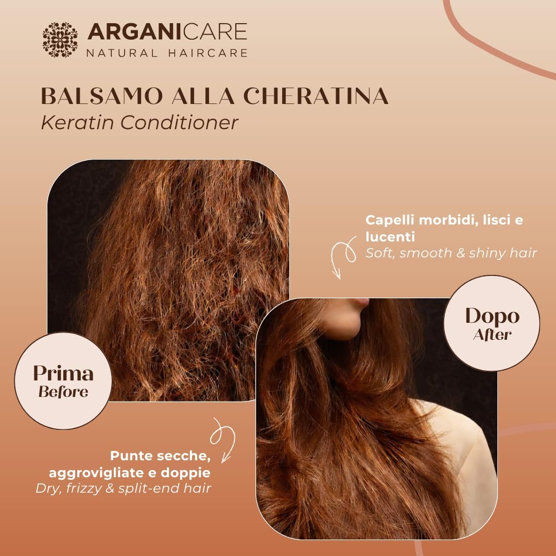 Thumbnail 2 de ARGANICARE Balsamo riparatore e nutriente alla cheratina organica – ultra nutriente (400 ml)