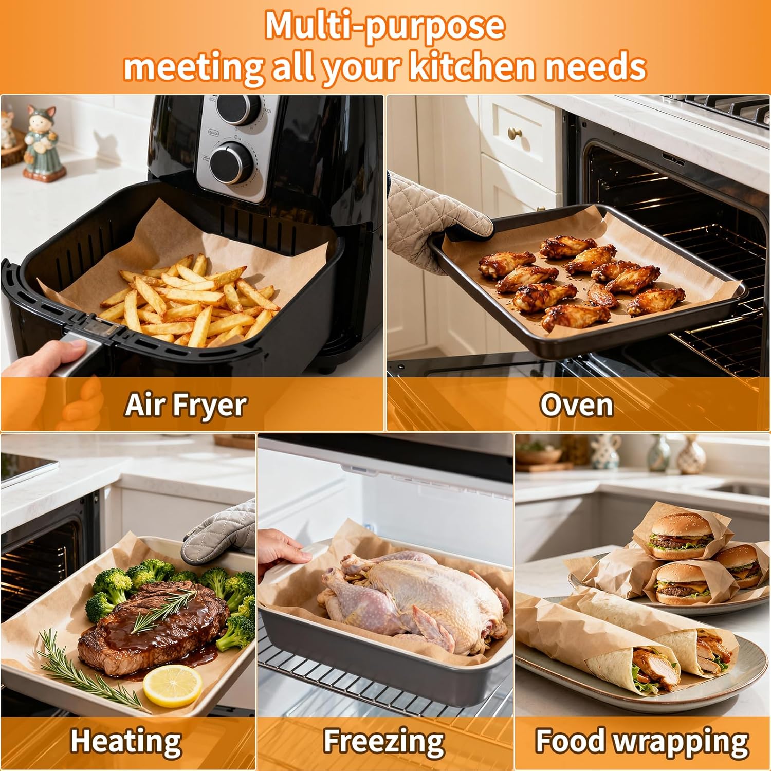 Detalle de YUANYE 400-Pack Unbleached Parchment Paper Baking Sheets (12"x16")
