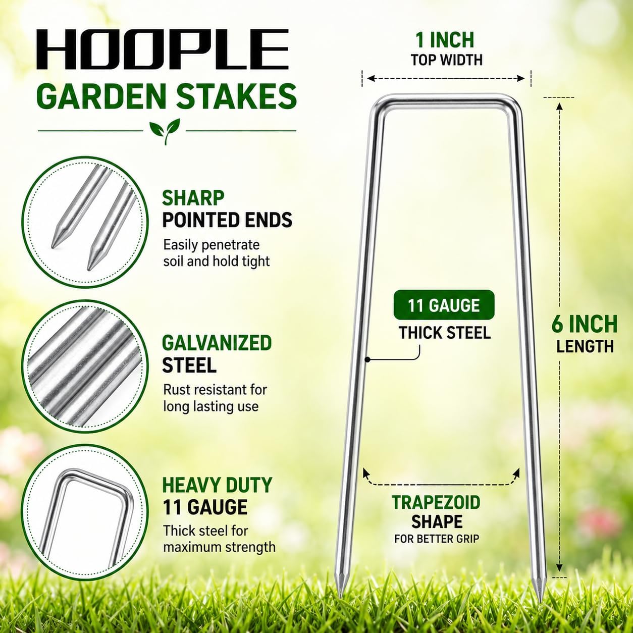 Detalle 2 de HOOPLE STAPLE50 6-Inch Galvanized Landscape Staples, 200-Pack