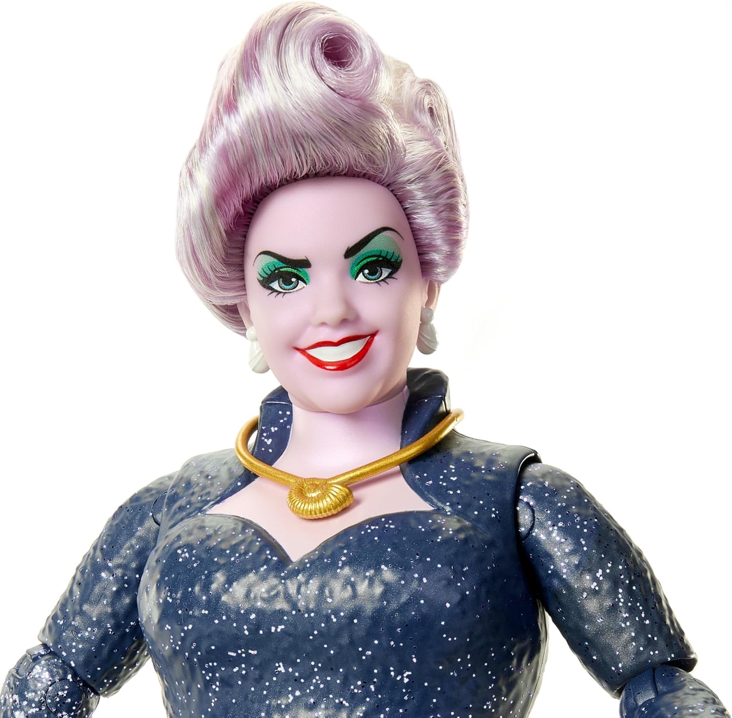 Thumbnail 2 de Mattel Disney Arielle – Ursula-Modepuppe mit Tentakeln, abnehmbarer Halskette und lavendelfarbener Hochsteckfrisur (HLX12)
