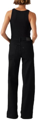 Detalle de Levi's 318 Shaping Wide Leg Soft Black – bequeme Figuresform mit Controlled Silhouette