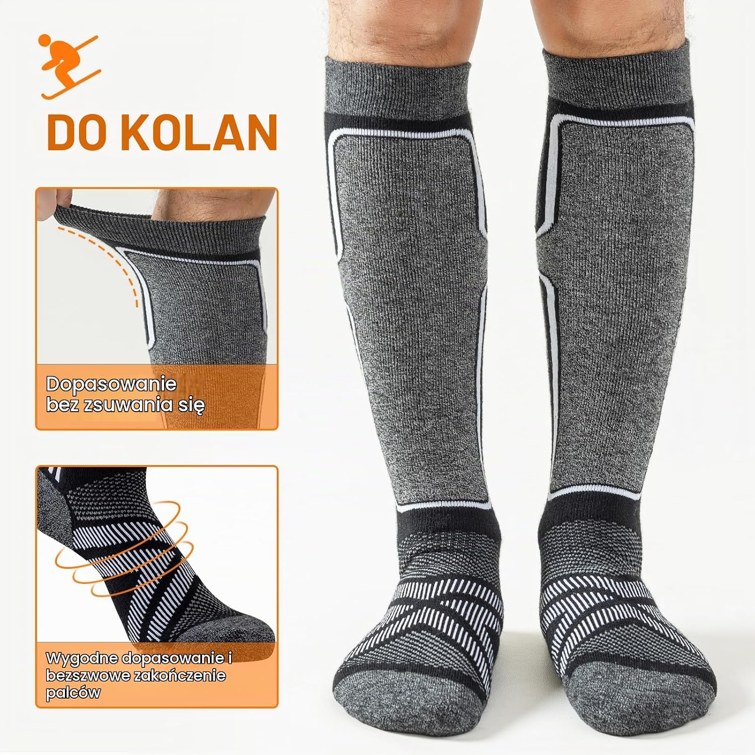 Detalle 2 de Cirorld SKI-WM skarpety narciarskie Merino, 2 pary, 30% wełny