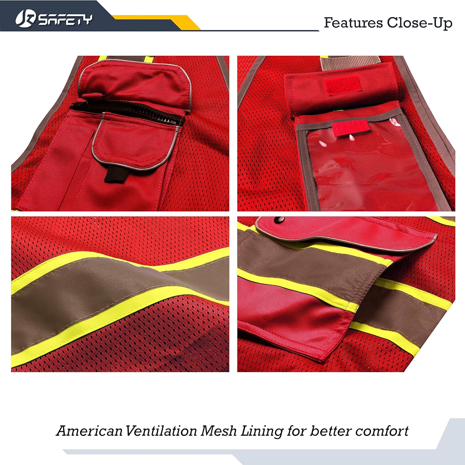 Detalle 2 de JKSafety 9-Pocket Hi-Vis Mesh Safety Vest, Large