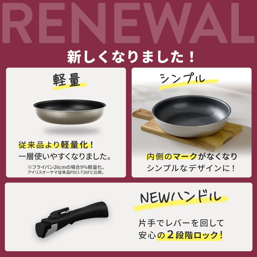 Detalle de アイリスオーヤマ IPDCI-T13 フライパン・鍋13点セット ダイヤモンドコート・着脱式ハンドル