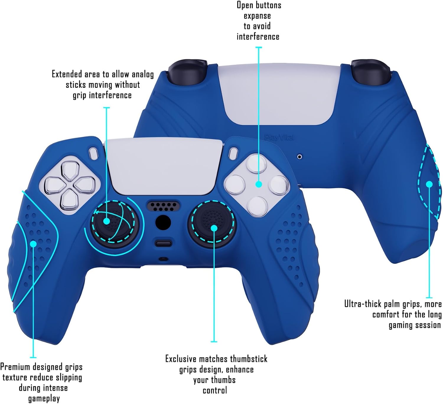 Detalle 2 de eXtremeRatePlayVital Guardian Edition Blue Silicone Case for PS5
