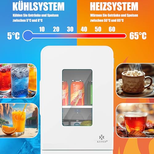 Detalle de KESSER Mini réfrigérateur 2 en 1 — Glacière portable de 15 litres avec fonction chauffage, AC/DC 220-240 V / 12 V et prise allume-cigares