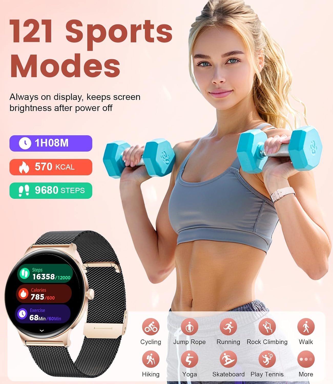 Detalle 2 de LIGE Smart Watch for Women with Bluetooth Call and 1.43" AMOLED Screen