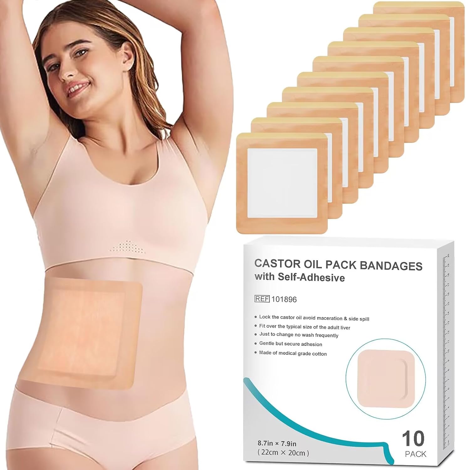 Hbaid Castor Oil Pack Wrap 10 pcs — Organic Cotton