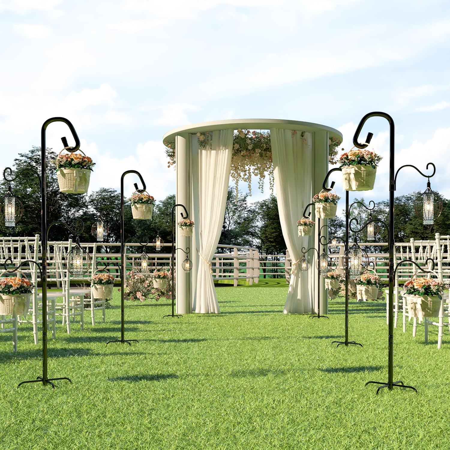 Thumbnail 3 de Bamworld Shepherds Crook Garden Hooks 61in adjustable height hanging pole with 5-prong base