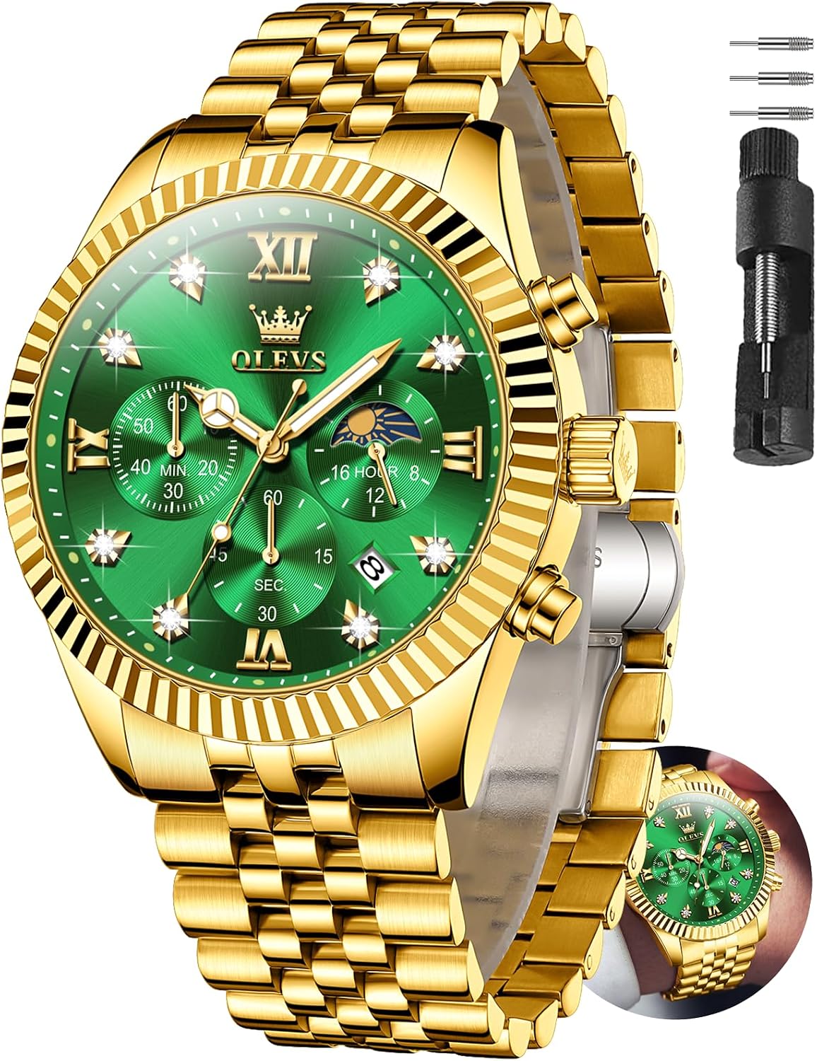 Detalle de OLEVS Men's Watch, Stainless Steel