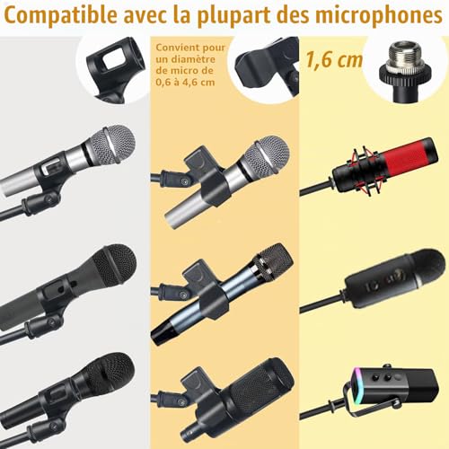 Detalle de Pied de Micro Trepied au Sol Lemxadd pour Blue Yeti, Q2U, Fifine K6/K688 – stabilité et polyvalence